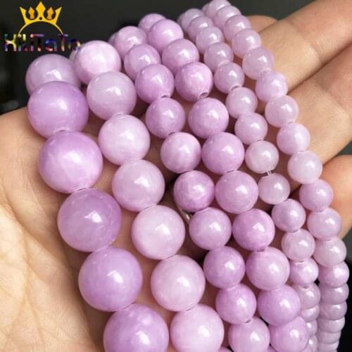 Natural Light Purple Jades Beads Round Chalcedony Loose Stone Beads For Jewelry Making DIY Bracelet Necklace 15'' 6/8/10/12mm