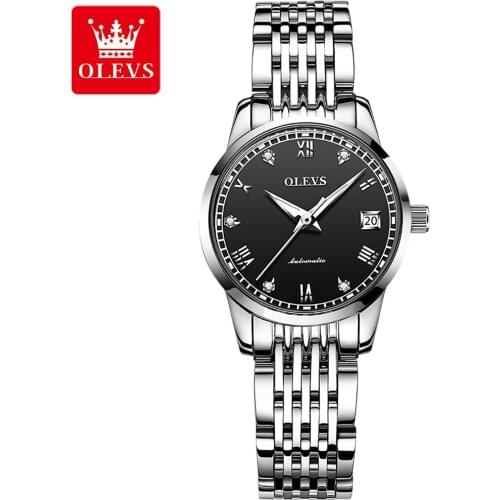OLEVS Women Automatic Mechanical Watch Fashion Diamond Roman Scale Ladies Watch Lady Elegant Dress Wristwatches Женские часы