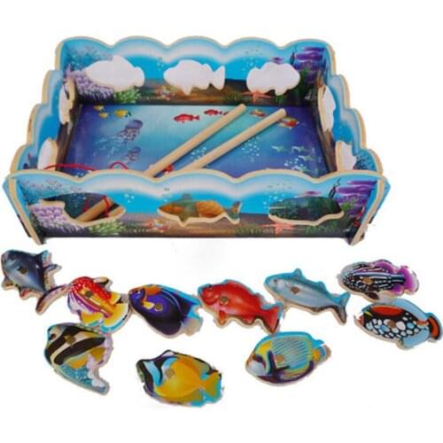 Baby Educational Toys Fish Wooden Magnetic Fishing Toy 10pcs Set Game Educational Toy Birthday Christmas Gifts For Children