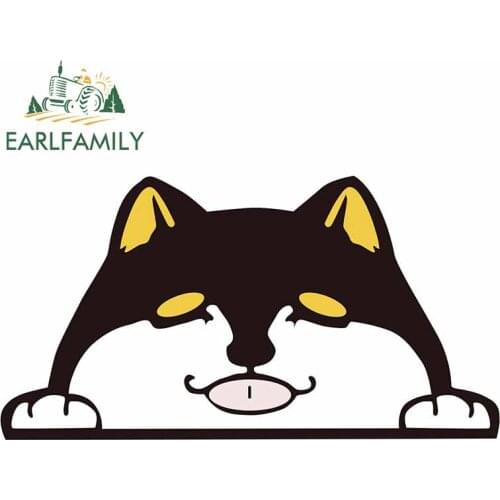 EARLFAMILY 13cm x 7cm For Shiba Inu Black Peeking Car Windshield Stickers Auto Air Conditioner Decal Campervan Decoration