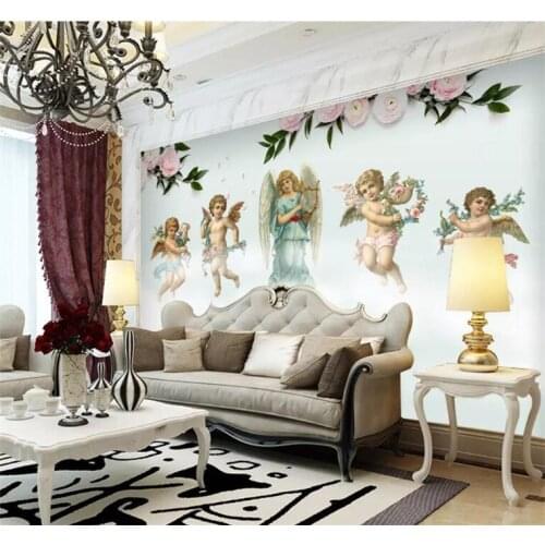 European oil painting angel papel de parede 3d photo wallpape living room sofa large mural wall paper Home Decoration