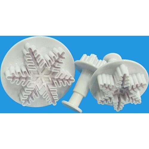 3Pcs Snowflake Cake Decorating Fondant Plunger Cutters Mold Mould Cookies Tools Kitchen Tools Cake Decorating Fondant Tool