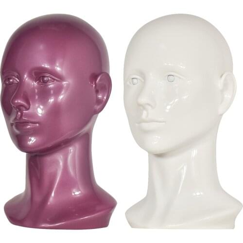 Mannequin Head Model White/Purple Female Manikin Head for Wig Making Display Styling - 13.8 Inches Height Adult Head