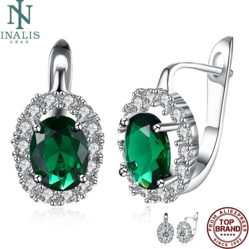 INALIS Women’s Earrings Fashion Zircon Round 2 Color Ear Clip Romantic Party Jewelry For Girlfriend Gifts Best Selling 2021