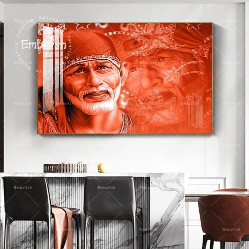 Canvas Painting For Living Room Wall Art 1 Piece Sai Baba Pictures India Lord God Abstract Poster Home Decor Pictures