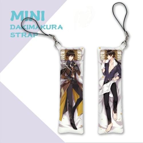 Cool Genshin Impact Zhongli Anime Keychain Figure Cosplay Mini Dakimakura Pillow Pendants Custom Key Chain Phone Strap Charm