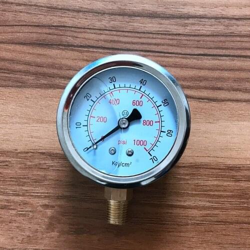 1PC 0-70KG 1000psi Underoil Liquid Filled Pressure Gauge PT1/4 Male Thread 60mm Surface Dia