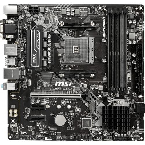 MSI B450M PRO-VDH MAX AM4 DDR4 3866(OC) 4xDIMM DVI HDMI VGA GLAN M.2 USB3.2 mATX Motherboard
