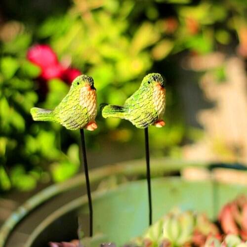 Resin Miniature Foreign Trade Hand-painted Green Bird Gardening Plugin Garden Decoration Outdoor