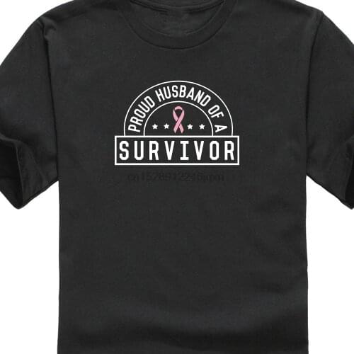 Newest 2019 Fashion MenS Breast Cancer T-Shirt - Proud Husband Of A Survivor Gift O-Neck Short Sleeve Shirts Anthony Davis