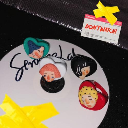 2021 New Y2K Aesthetic Candy Colored Girl Ring for Woman Green Black White Red Resin Ring Fashion Trend Rings Jewelry Wholesale