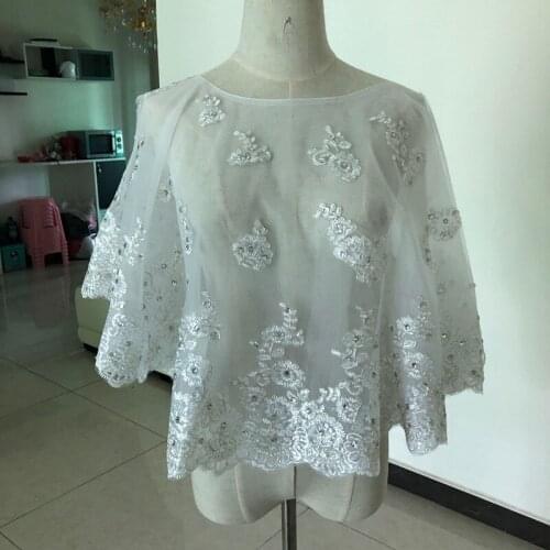 New Luxury Real Image Wedding Jackets Lace Crystals Beads Sleeveless White Ivory Bolero Capes Sheer Boleros Custom Bridal Jacket