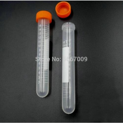 100pcs/lot 15ml Clear Plastic centrifuge tube PP Microcentrifuge Round-bottomed with screw cap Plastic Test Sample Vials