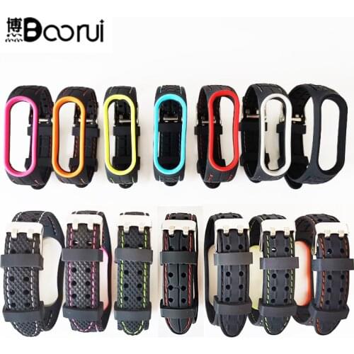 BOORUI correa mi band 6 sport miband 5 strap silicone strap for xiaomi mi band 6 5 4 3 global version texture pattern
