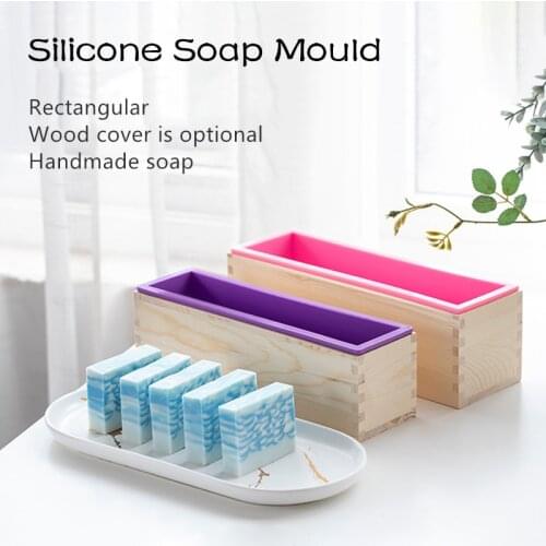 Silicone Soap Mould Soap Wooden Box Soap Wooden Mould with Cover Handmade Soap Tool Soap cutter Rectangular