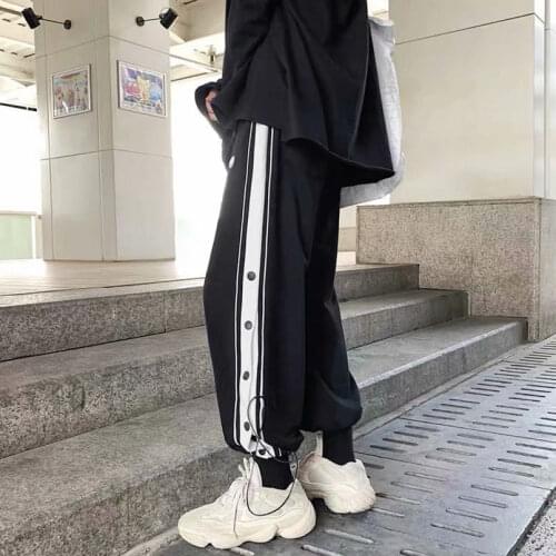 Sports Side Button Sweatpants Men Autumn Casual Joggers Basketball Sportswear Fashion Pants Male Clothing 2021