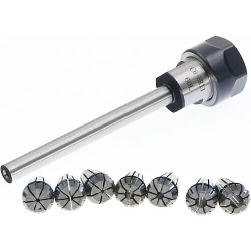 GTBL 1Set ER11 C6 ER11M 60L Extension Rod Extension Bar Straight Shank with ER11 7Pcs Collet with ER11A Nut