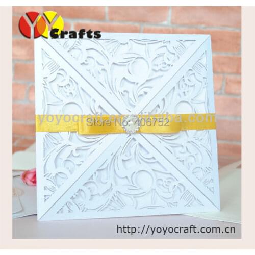 Unique IVORY birthday invitation card 4-fold laser cut party meeting wedding favor invitation card