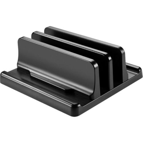 Vertical Laptop Stand, Aluminum Dual Laptop Holder with Adjustable Dock Compatible with Chromebook/Gaming Laptops (up to 17.3 In