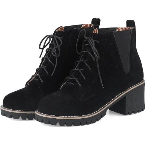 Big SizeSimple lace up short boots boots women shoes ankle boots for women ladies boots shoes woman winter