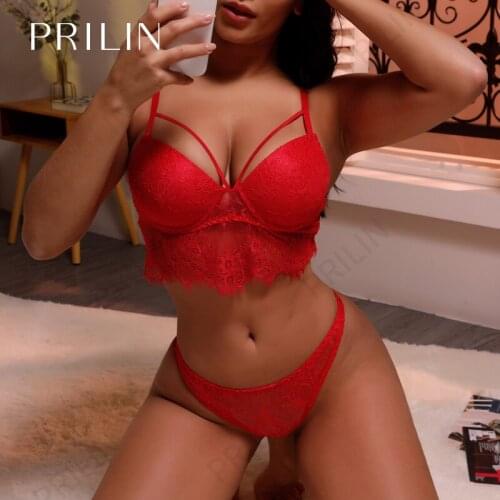 Women Sexy Lingerie Sets Lace Floral Bralette Push Up Gather Bra See Through Transparent Sex Panties Erotic Sensual Underwear