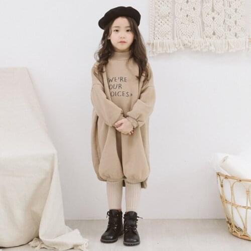 Girls Winter Sweateshirts Dresses Baby Girls Velvet Thicken Dresses Kids Casual Dresses Long High-collar Girls Dresses , #8050