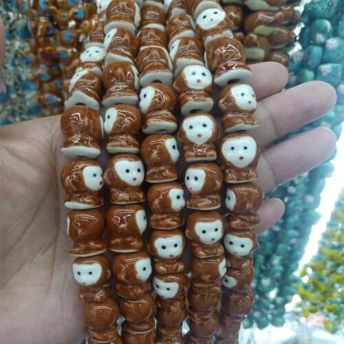 10pcs 15x18mm Brown Color Little Monkey Ceramic Beads Loose DIY Animal Ceramics Bead For Jewelry Making Fashion Accessories