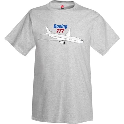 100% Cotton Print Mens Summer O-Neck Boeing 777 Airplane T-Shirt - Personalized Tee Shirt