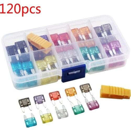 120 Pcs/box Car Insurance Sheet Plastic Box ,With Clip Profile Small Size Blade Car Fuse Assortment for Auto Car Truck Set