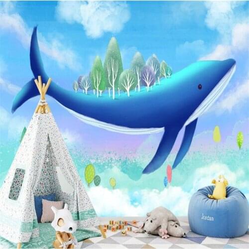 Milofi custom 3D wallpaper mural Nordic fantasy ocean whale childrens room background wall living room bedroom decoration wallp