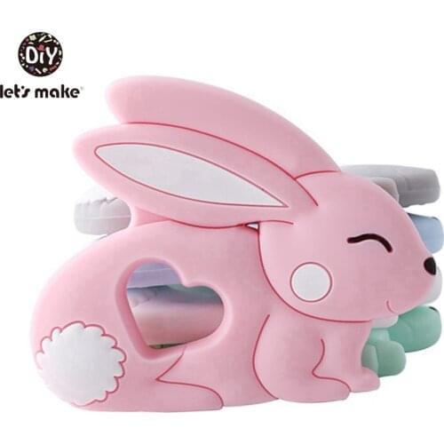 Lets Make Silicone Sweet Rabbit 5PC Silicone Rabbit Pendant DIY Handmade Silicone Pendant DIY Baby Jewelry Making Nursing Charm