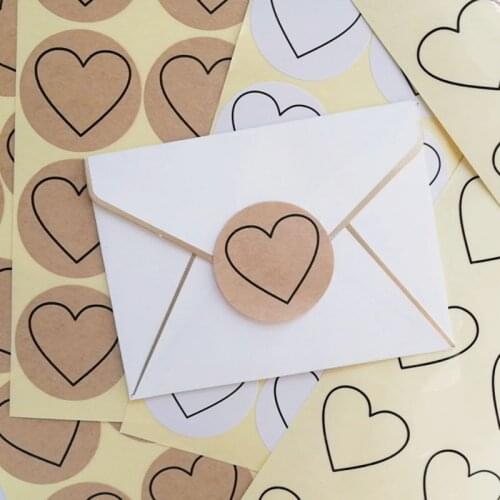 500pcs/lot Creative Heart Round Seal Sticker Packaging Sealing Sticker Creative Customized Baking Seal Sticker DIY Gifts Sealing