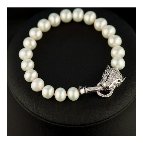 9mm Freshawater Pearl Leopard Head 21.5cm Bracelet For Women best gift