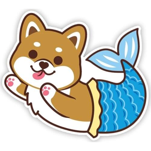 A0168# 13 cm/17 cm Self-adhesive Decal SHIBA INU MERMAID Car Sticker Waterproof Auto Decors on Bumper Rear Window Laptop