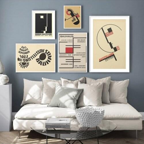 Abstract Bauhaus Wall Art Print Minimalist Canvas Painting 1923 Weimar Exhibition Poster Vintage Picture Living Room Home Decor