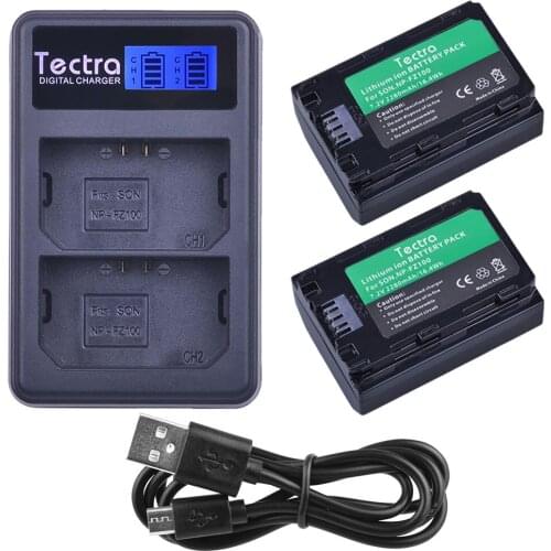 2xNP-FZ100 NPFZ100 battery+LCD USB Dual Charger for Sony ILCE-9 BC-QZ1 a7r3 A7RIII ILCE-7RM3 A9R 7RM3 camera NP FZ100 Battery