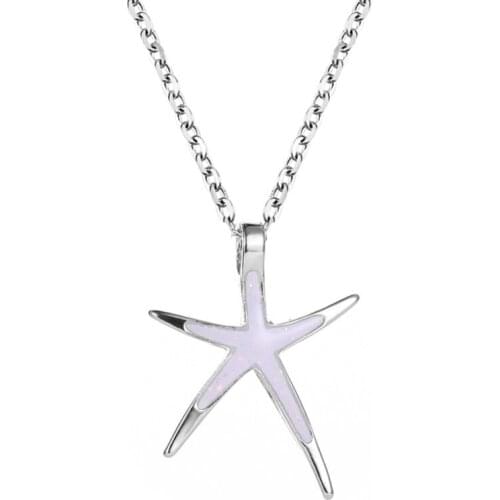 Light Chain Alloy Pendants Necklace White Blue Starfish Graceful Chain On The Neck Fashion Womens Accessories