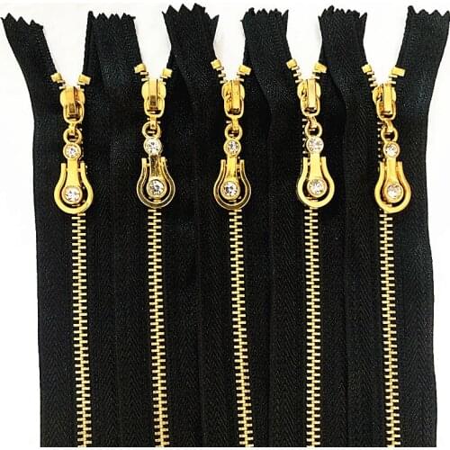 2-5pcs 15cm 6 inch Black nylon brass metal zipper closed automatic lock sewing process