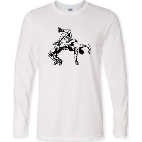 Men T Shirt New Wrestling Muay Thai Printed T-shirt Casual O-neck Long Sleeve Cotton Tshirt Fashion Tees Tops EU Size