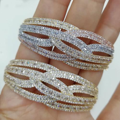 GODKI 2020 Luxury Cross Stackable African Bangle For Women Wedding Full Cubic Zircon Crystal CZ Dubai Bracelet Party Jewelry