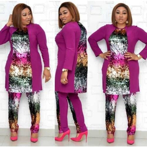 2 Piece Set Africa Clothing African Clothes Summer Dresses for Women Club Outfits Dashiki Sequins Two Piece Set Tops and Pants