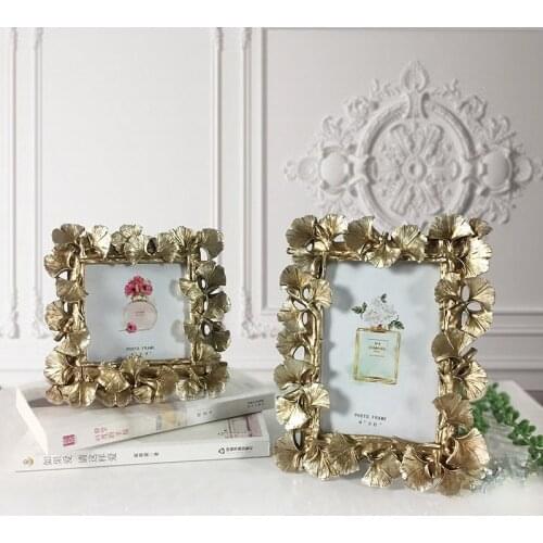 Creative Photo Frame Golden Leaf Retro Resin Hand-carved Photo Studio Wedding Photo Decoration Photo Frame European Style