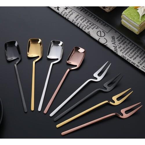 Creative 304 Stainless Steel Coffee Spoon Lovely Dessert Teaspoon Mini Ice Cream Fruit Fork Used for Cake Snacks Tableware 1pcs