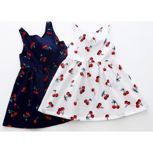 Summer girl dress small fresh cherry printed sleeveless princess dress explosion simple hot sell clothes детская одежда 05