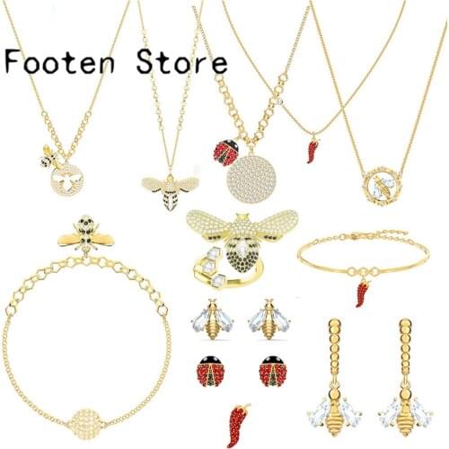 SWA Fashion Lady Jewelry LISABEL Series Ladybug Jewelry Set Lady Earring Necklace and Bracelet Romantic Jewelry For Women