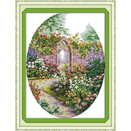 Joy Sunday 11CT 14CT Counted Cross Stitch Kits Garden Pattern Needlework Embroidery Painting Cross Stitch Printed On Canva