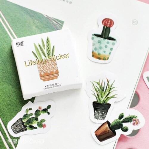 45 pcs/pack Pot Cultured Green Plants Label Stickers Decorative Stationery Stickers Scrapbooking DIY Diary Album Stick Label