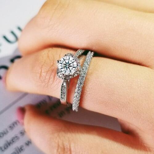 2020 new luxury halo 925 sterling silver wedding ring set for women lady anniversary gift jewelry drop shipping R5169