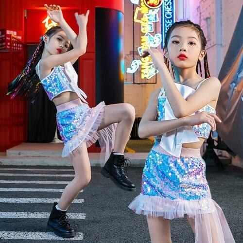 New Jazz Costumes Girls Hip Hop Outfit Fashion Color Sequin Vest Shorts Cheerleading Performance Clothing Stage Wear DNV13413