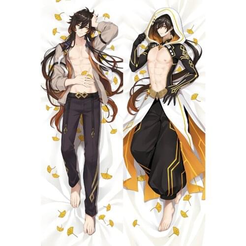 Newly Design Game Genshin Impact Zhong Li Anime Dakimakura Hugging Body Pillow Case Otaku Male BL Pillow Long Throw Cushion
